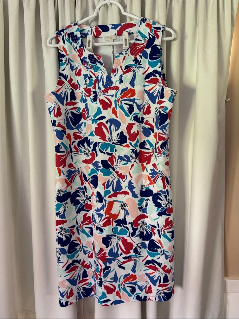 Talbots Sleeveless Floral Midi Dress in Navy, Red & Pink